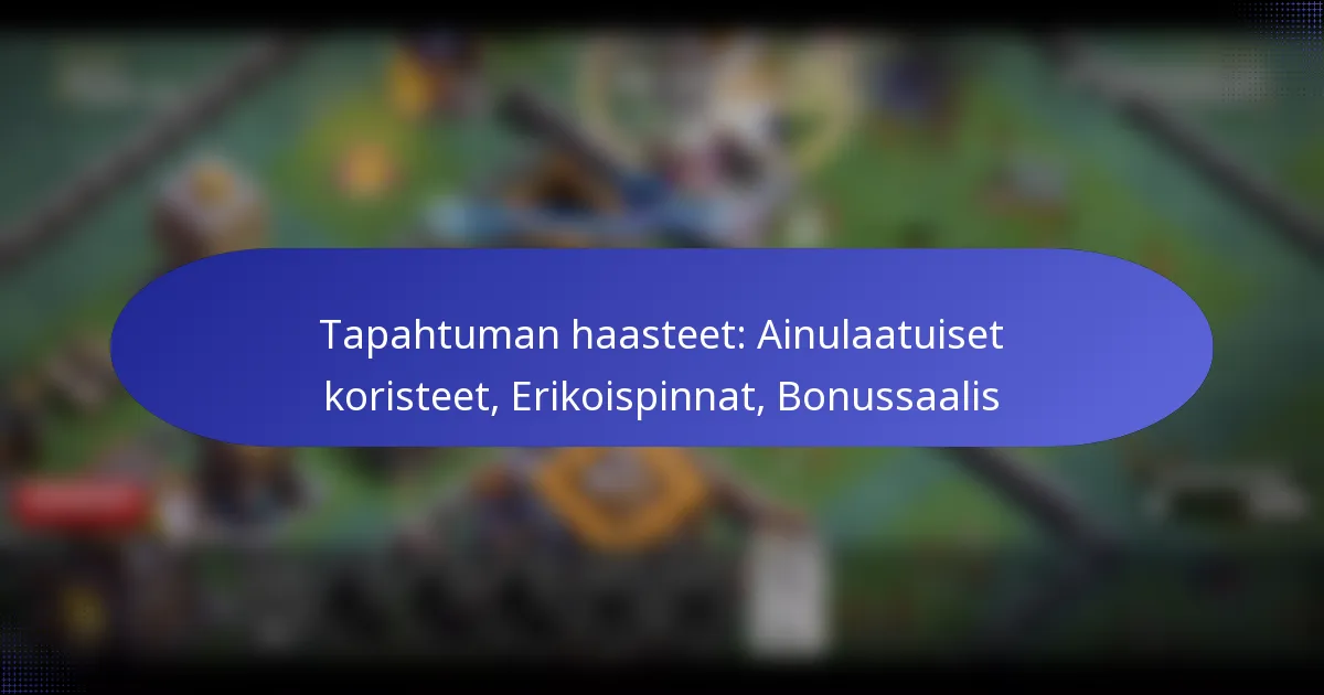Read more about the article Tapahtuman haasteet: Ainulaatuiset koristeet, Erikoispinnat, Bonussaalis