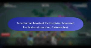 Read more about the article Tapahtuman haasteet: Eksklusiiviset bonukset, Ainulaatuiset haasteet, Taikakohteet