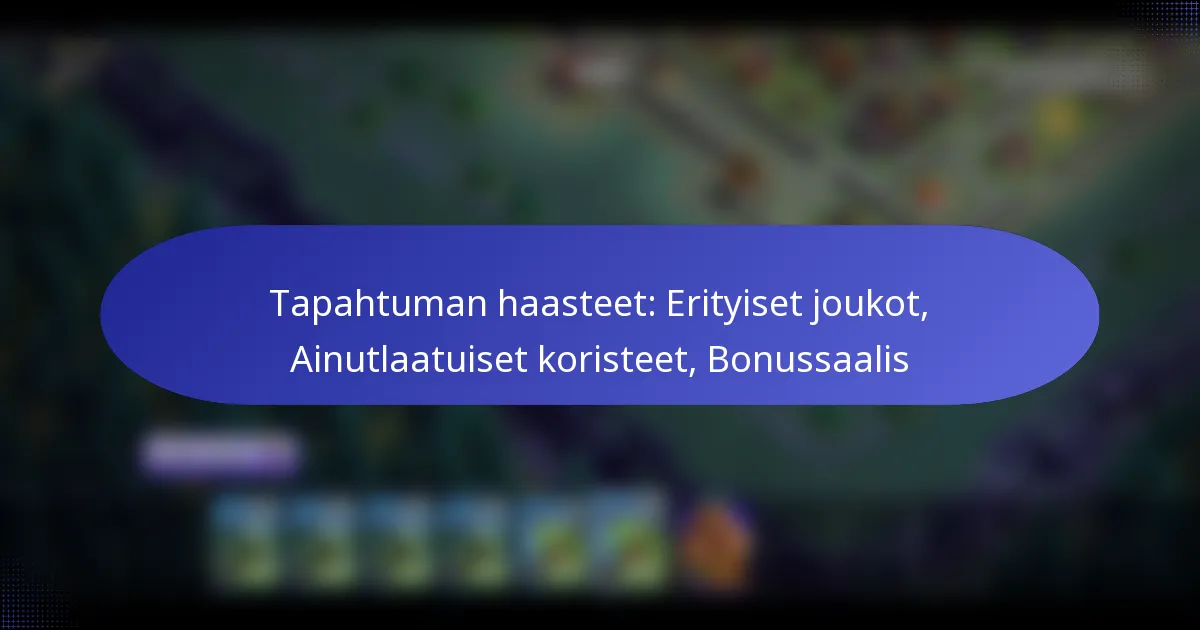 Read more about the article Tapahtuman haasteet: Erityiset joukot, Ainutlaatuiset koristeet, Bonussaalis