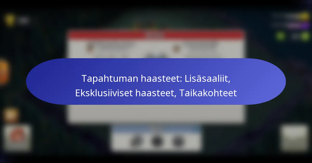 Read more about the article Tapahtuman haasteet: Lisäsaaliit, Eksklusiiviset haasteet, Taikakohteet